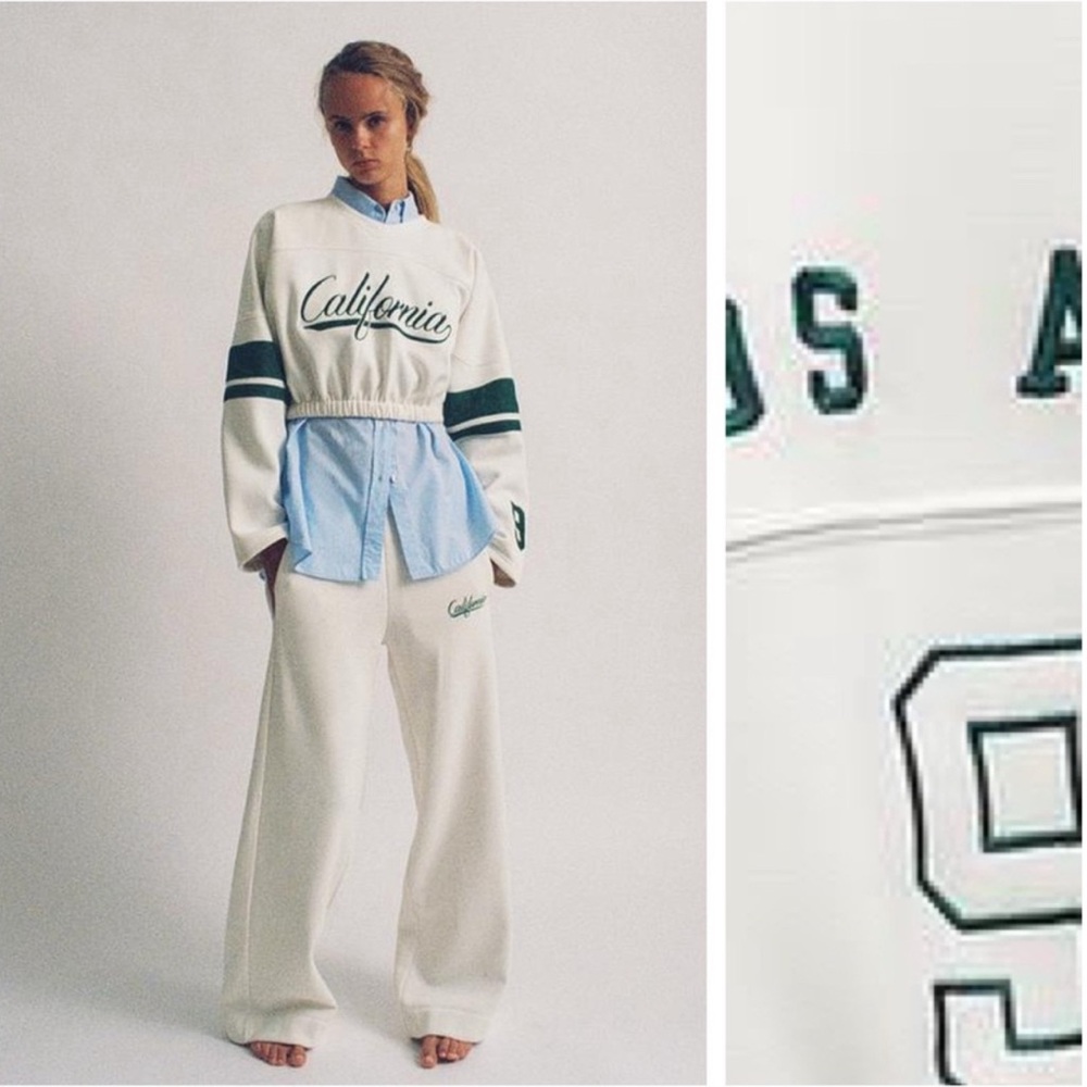 Zara White and Green track Sweatshirt Los Angeles